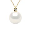 Collier Joaillerie 0,02 Cts - Véritable Perle de Culture d'Eau Douce Ronde 10-11 mm - Qualité AAA+ - Blanc Naturel - Or Jaune - vue V1