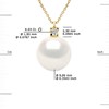 Collier Joaillerie 0,02 Cts - Véritable Perle de Culture d'Eau Douce Ronde 10-11 mm - Qualité AAA+ - Blanc Naturel - Or Jaune - vue V3