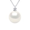 Collier Joaillerie 0,02 Cts - Véritable Perle de Culture d'Eau Douce Ronde 10-11 mm - Qualité AAA+ - Blanc Naturel - Or Blanc - vue V1