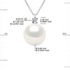 Collier Joaillerie 0,02 Cts - Véritable Perle de Culture d'Eau Douce Ronde 10-11 mm - Qualité AAA+ - Blanc Naturel - Or Blanc - vue V3