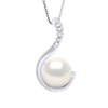 Pendentif Joaillerie 0,06 Cts - Véritable Perle de Culture d'Eau Douce - Blanc Naturel - Ronde 9-10 mm - Or Blanc - vue V1