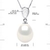 Pendentif Joaillerie Diamants 0,07 Cts - Véritable Perle de Culture d'Eau Douce - Blanc Naturel - Poire 11-12mm - Or Blanc - vue V3