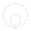 Parure - Collier & Bracelet - Véritables Perles de Culture d'Eau Douce Rondes 4-5 mm - Blanc Naturel - Or Blanc 750 Millièmes - vue V1