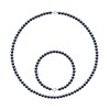 Parure - Collier & Bracelet - Véritables Perles de Culture d'Eau Douce Rondes 4-5 mm - Black Tahiti - Or Blanc 750 Millièmes - vue V1