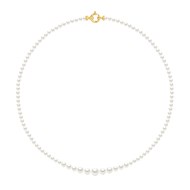 Collier Chute - Véritables Perles de Culture d'Eau Douce Rondes de 3 à 6 mm - Blanc Naturel - Or Jaune