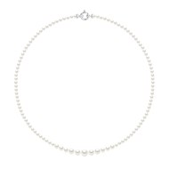 Collier Chute - Véritables Perles de Culture d'Eau Douce Rondes de 3 à 6 mm - Blanc Naturel - Or Blanc