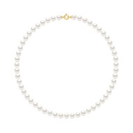 Collier Rang 'Princesse' - Véritables Perles de Culture d'Eau Douce Rondes 8-9 mm - Blanc Naturel - Or Jaune 750 Millièmes