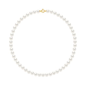 Collier Rang 'Princesse' - Véritables Perles de Culture d'Eau Douce Rondes 8-9 mm - Blanc Naturel - Or Jaune 750 Millièmes