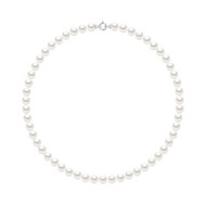 Collier Rang 'Princesse' - Véritables Perles de Culture d'Eau Douce Rondes 8-9 mm - Blanc Naturel - Or Blanc 750 Millièmes