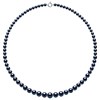 Collier Rang 'Princesse' - Véritables Perles de Culture d'Eau Douce Rondes de 12 à 6 mm - Black Tahiti - Or Blanc 750 Millièmes - vue V1