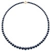 Collier Rang 'Princesse' - Véritables Perles de Culture d'Eau Douce Rondes de 12 à 6 mm - Black Tahiti - Or Jaune 750 Millièmes - vue V1