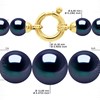 Collier Rang 'Princesse' - Véritables Perles de Culture d'Eau Douce Rondes de 12 à 6 mm - Black Tahiti - Or Jaune 750 Millièmes - vue V3