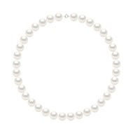 Collier - Rang Véritables Perles de Culture d'Eau Douce Rondes 12-13 mm - Blanc Naturel - Or Blanc