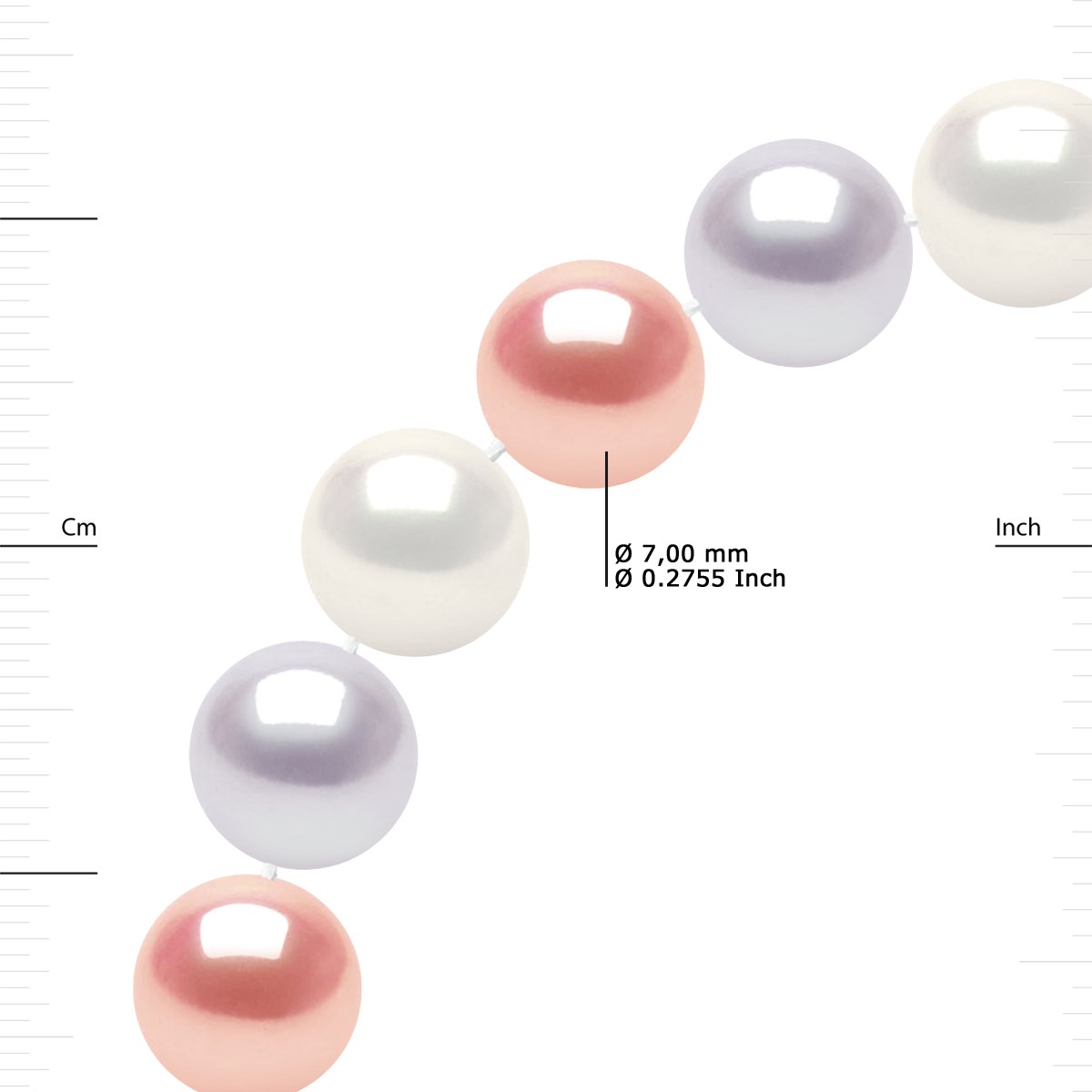 Sautoir OPERA - Véritables Perles de Culture d'Eau Douce Rondes 7-8 mm - Couleurs Pastelles Naturelles - vue 3