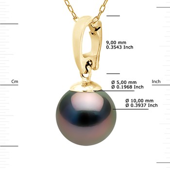 Pendentif Bélière Ouvrante Or Jaune et Véritable Perle de Culture de Tahiti Ronde 10-11 mm