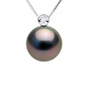 Collier JOAILLERIE PRESTIGE Diamant 0.03 Cts - Véritable Perle de Culture de Tahiti Ronde 10-11 mm - Or Blanc 750 Millièmes (18 Cts) - vue V1