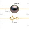 Collier - Véritable Perle de Culture de Tahiti Ronde 10-11 mm - Câble Or Jaune - vue V3