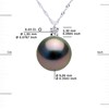 Collier Joaillerie Diamants 0,03 Cts - Véritable Perle de Culture de Tahiti Ronde 9-10 mm - Or Blanc - vue V3