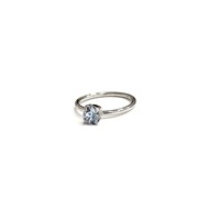 Bague ajustable en plaqué argent ornée d'un petit cristal bleu - Bijou de créateur