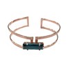 Bracelet ajustable en plaqué or rose ornée d'une pierre cristal bleu - Bijou de créateur - vue V1