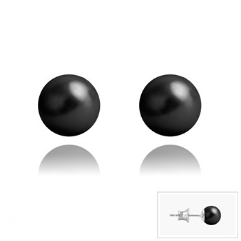 Boucles d'oreilles en argent 925 perle de cristal nacré noire