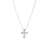 Collier Argent Rhodier Serti Croix