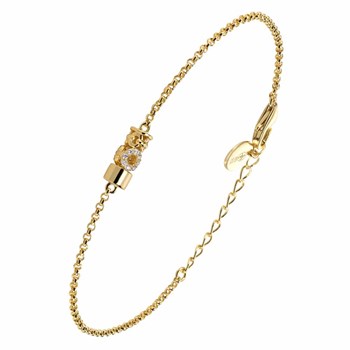 Zilveren Armband Gouden Cirkel bezet met wit zirkonium