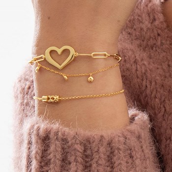 Zilveren Armband Gouden Cirkel bezet met wit zirkonium