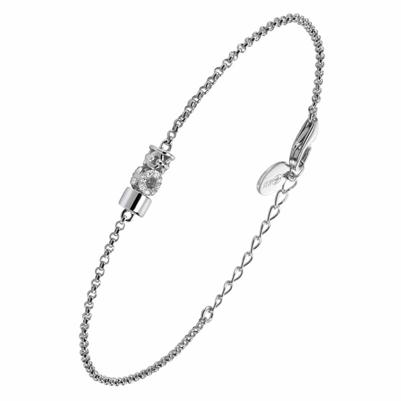 Bracelet  Argent Rhodié Cercle Sertie De Zirconiums Blanc