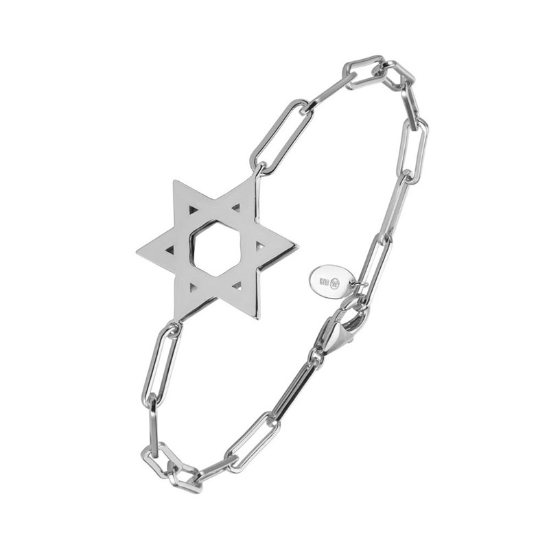 Bracelet Chaine Argent Rhodié étoile De David