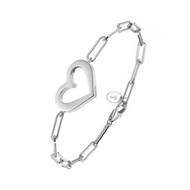 Bracelet chaine argent rhodié coeur valentine