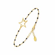 Bracelet argent doré étoile et pierre spinelle noire