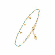 Bracelet Argent Doré Petites Pampilles Serties Et Pierre Turquoise