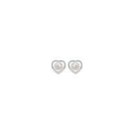 Boucles d'oreilles Coeur Argent - Perles de culture d'eau douce