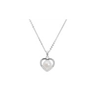 Collier coeur Argent - Perle d'eau douce