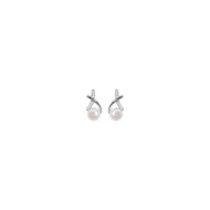 Boucles d'oreilles croisées Argent - Perles de culture d'eau douce blance
