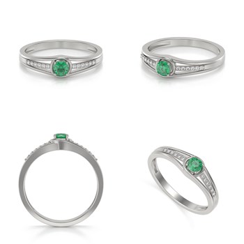 Ring ADEN Gold 585 White Emerald and diamonds 2.295