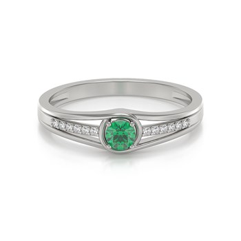 Ring ADEN Gold 585 White Emerald and diamonds 2.295