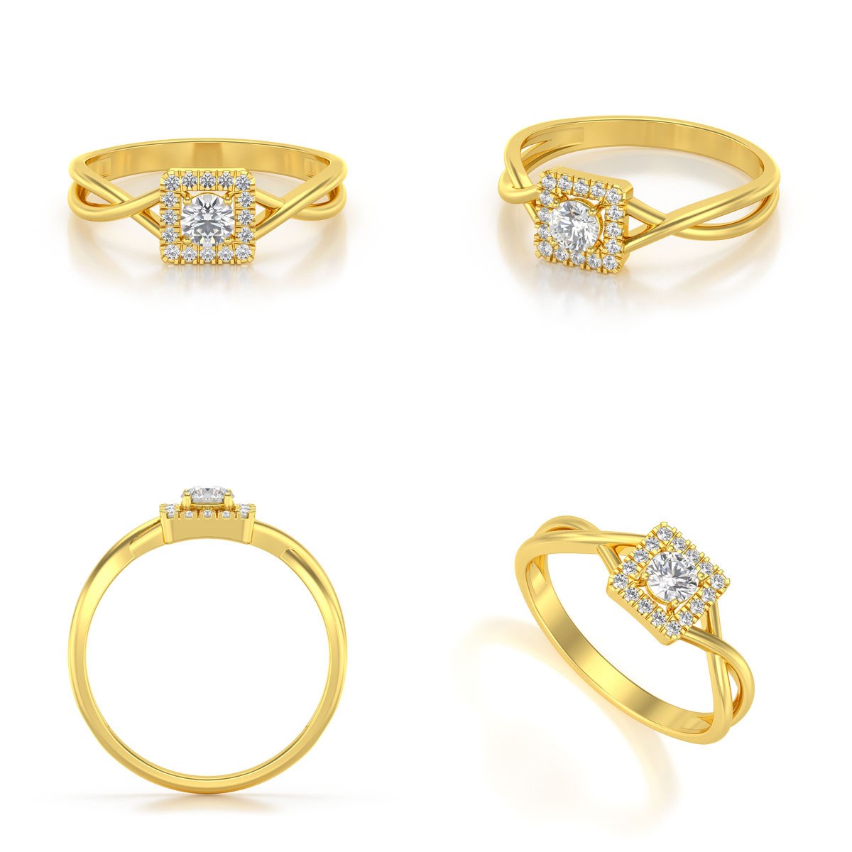 Bague en Or Jaune 18 Carats avec Diamants - Élégance Classique | Aden Boutique - vue 2