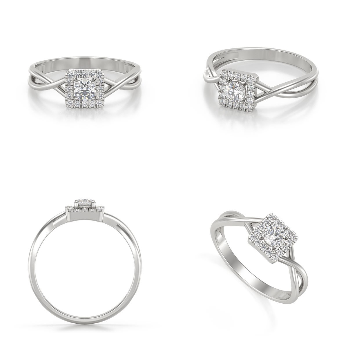 Bague Diamant en Or Blanc 18K - Luxe Moderne | Aden Boutique - vue 2