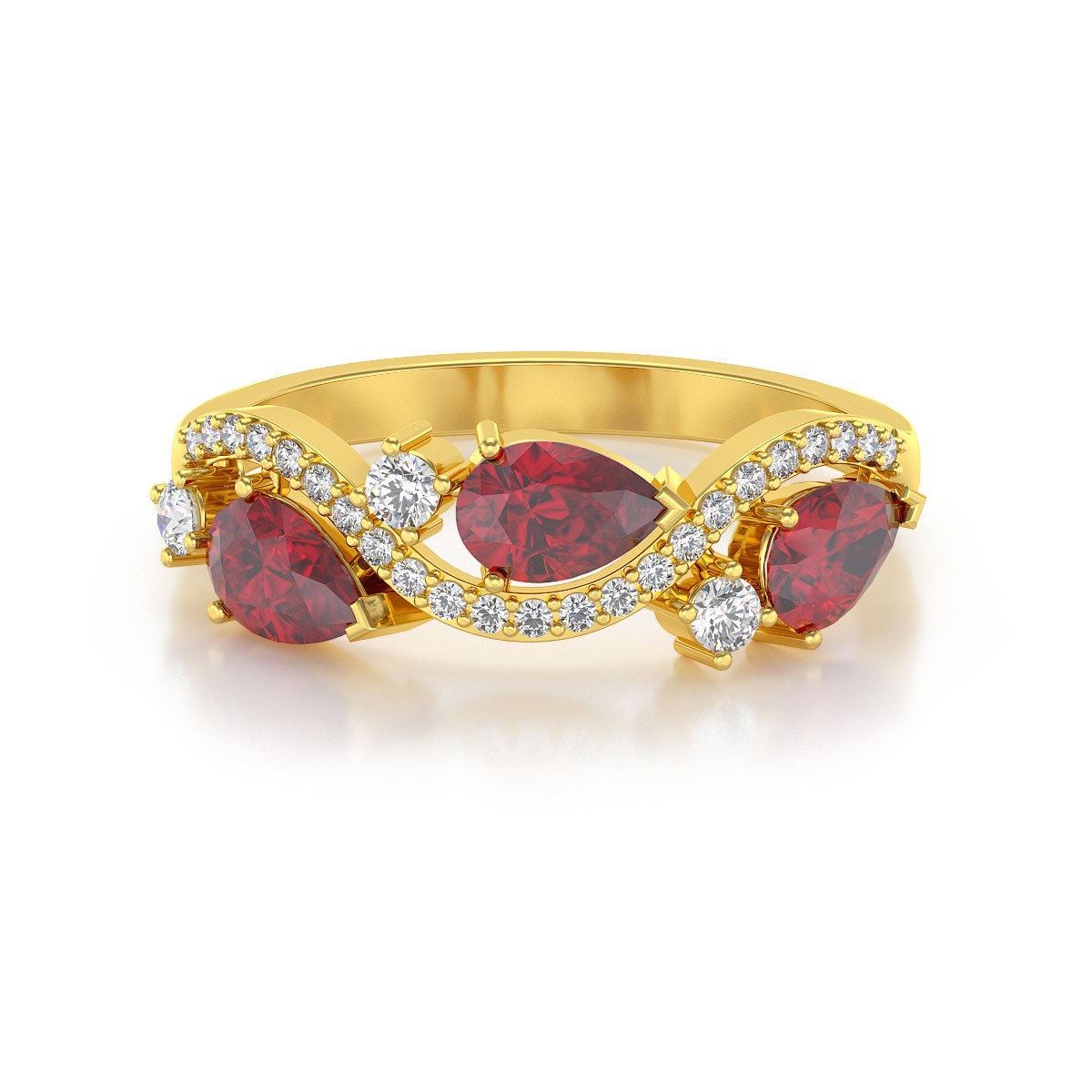 Bague ADEN Or 585 Jaune Rubis et diamants 2.51grs - vue 3