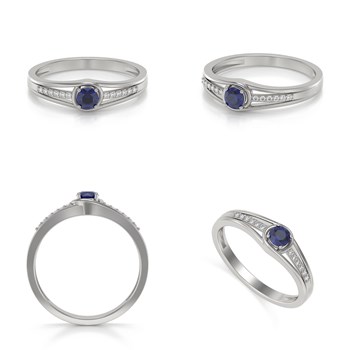 Bague Saphir et diamants sur Argent 925 2.295grs