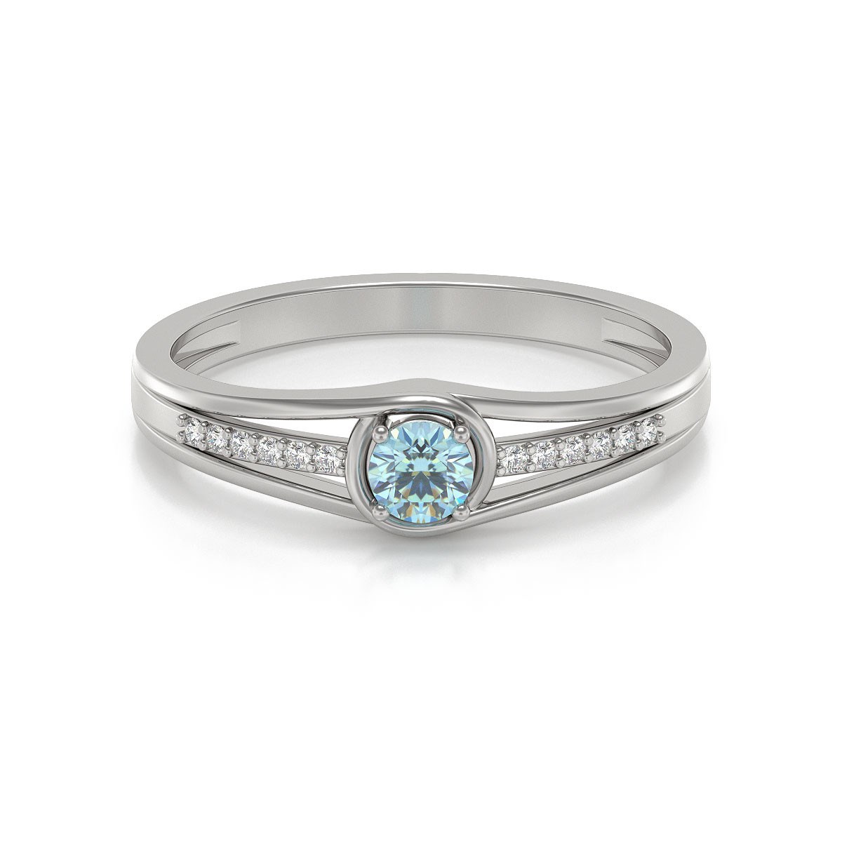 Bague ADEN Aigue-Marine et diamants sur Argent 925 2.295grs - vue 3