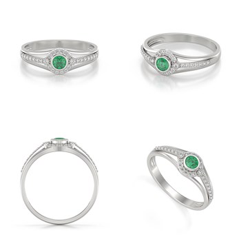 Bague Emeraude et diamants sur Argent 925 2.118grs