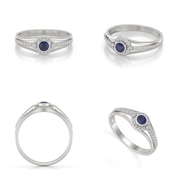 Bague Saphir et diamants sur Argent 925 2.118grs