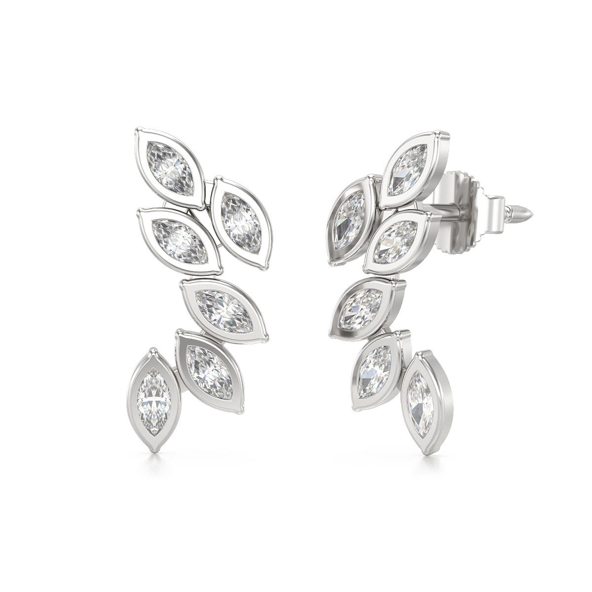 Boucles d'oreilles ADEN Or 585 Blanc Diamant 1.71grs - vue 3