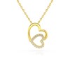 Collier Pendentif ADEN Double Coeur Or 585 Jaune Diamant Chaine Or incluse 1.09grs - vue V1