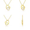 Collier Pendentif ADEN Double Coeur Or 585 Jaune Diamant Chaine Or incluse 1.09grs - vue V2