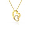 Collier Pendentif ADEN Double Coeur Or 585 Jaune Diamant Chaine Or incluse 1.09grs - vue V3