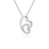 Collier Pendentif ADEN Double Coeur Or 585 Blanc Diamant Chaine Or incluse 1.09grs - vue V3